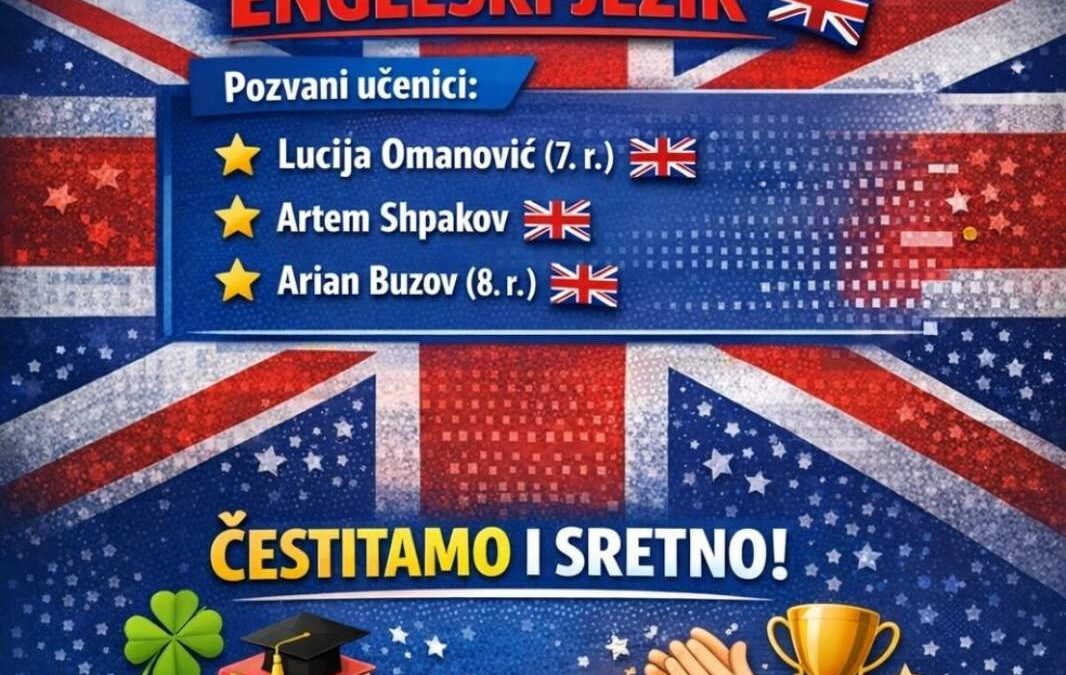 Uspjeh naše učenice na Županijskom natjecanju iz engleskog jezika